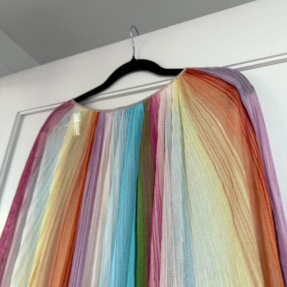 Missoni Knit Kaftan Dress Beach Cover-Up Rainbow Striped Plisse Round Neck Small - Picture 8 of 9
